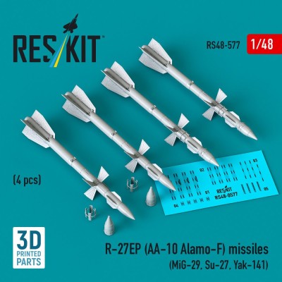 Reskit 48577 R-27EP (AA-10 Alamo-F) missiles (4 pcs.) 1/48