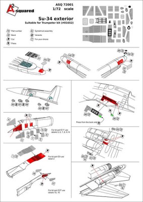 A-Squared AASQ72001 Sukhoi Su-34 Exterior Photo etchedset (designed to be used with Trumpeter TU01652 kits) 1/72