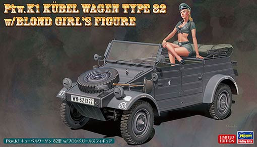 Hasegawa 52253 Автомобиль с фигурой Pkw.K1 Kubelwagen Type 82 w/Blond Girls Figure 1/24