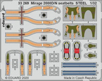 Eduard 33269 1/32 Mirage 2000D/N seatbelts STEEL (KITTYH)