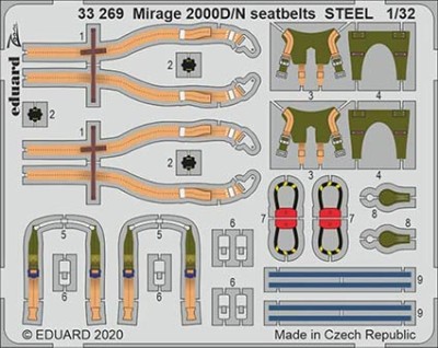 Eduard 33269 1/32 Mirage 2000D/N seatbelts STEEL (KITTYH)
