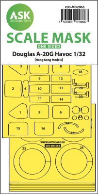 Art Scale 200-M32063 Douglas A-20G Havoc wheels and canopy frame paint masks (outside only) 1/32