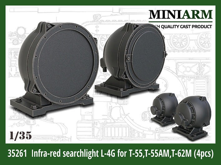 Miniarm 35261 Инфракрасный прожектор Л-4Г для T-55,T-55AM,T-62M (4шт) 1/35