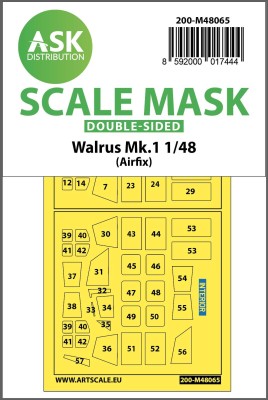Art Scale 200-M48065 Supermarine Walrus Mk.I canopy frame paint masks (inside and outside) 1/48