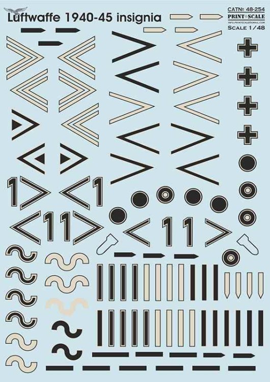 Print Scale 48254 Luftwaffe 1940-45 insignia. Winkel. Part 3 1/48