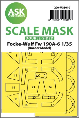 Art Scale 200-M35010 Focke-Wulf Fw-190A-6 wheels and canopy frame paint mask (inside and outside) 1/35