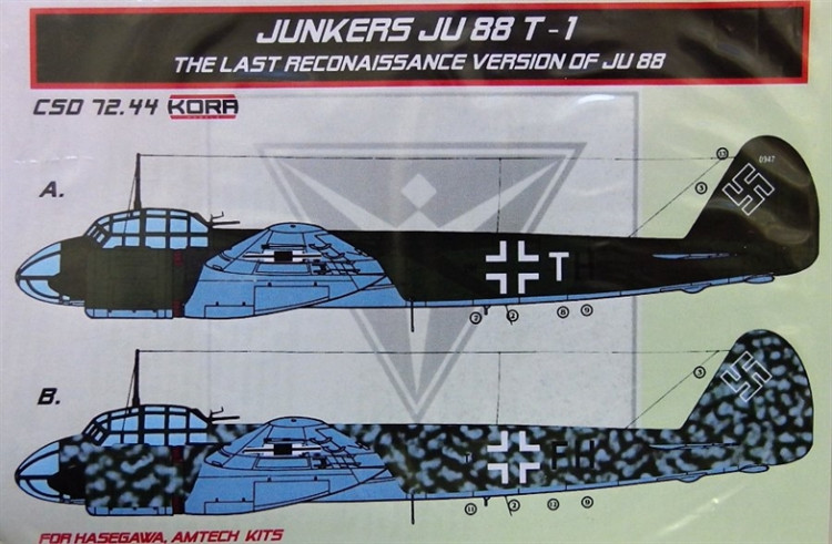 Kora Model CSD7244 Junkers Ju 88 T-1 Conv.set&decal (HAS,AMT) 1/72