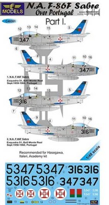 Lf Model C48201 Decals F-86F Sabre over Portugal (HAS) Part 1 1/48