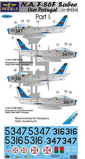 Lf Model C48201 Decals F-86F Sabre over Portugal (HAS) Part 1 1/48
