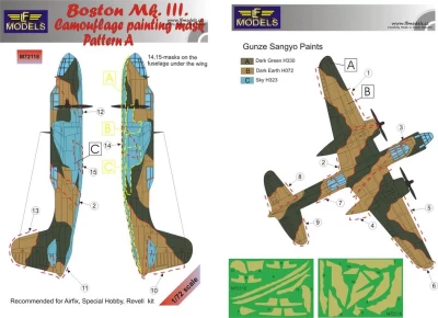 Lf Model M72118 Mask Boston Mk.III Pattern A Camo painting 1/72