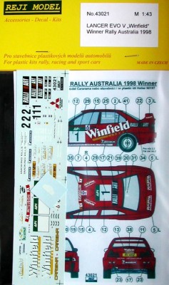 Reji Model 43021 Lancer EVO V 'Winfield' Rally Australia 1998 1/43