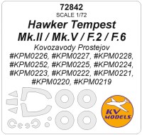 KV Models 72842 Hawker Tempest Mk.II / Mk.V / F.2 / F.6 (Kovozavody Prostejov #KPM0226, #KPM0227, #KPM0228, #KPM0252, #KPM0225, #KPM0224, #KPM0223, #KPM0222, #KPM0221, #KPM0220, #KPM0219) + маски на диски и колеса GB 1/72