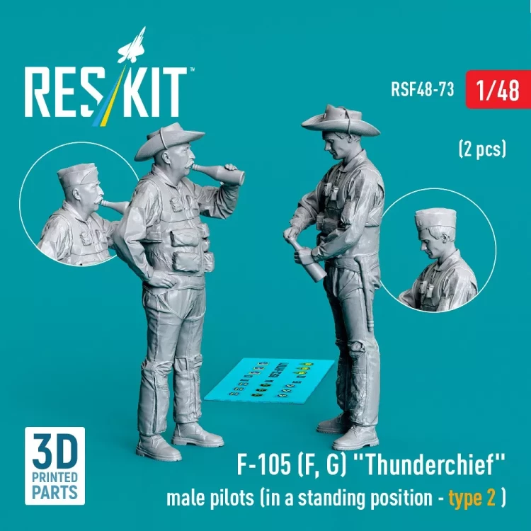 Reskit F48073 F-105 F,G 'Thunderchief' male pilots stand.p. 1/48