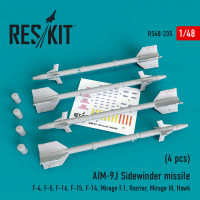 Reskit RS48-0235 AIM-9J Sidewinder missile (4 pcs.) 1/48