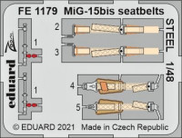 Eduard FE1179 MiG-15bis seatbelts STEEL (BRONCO/H.2000) 1/48