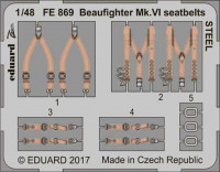 Eduard FE869 Beaufighter Mk.VI seatbelts STEEL 1/48