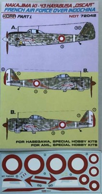 Kora Model NDT72042 Ki-43 Oscar French AF - Indochina Pt.1 декали декали 1/72