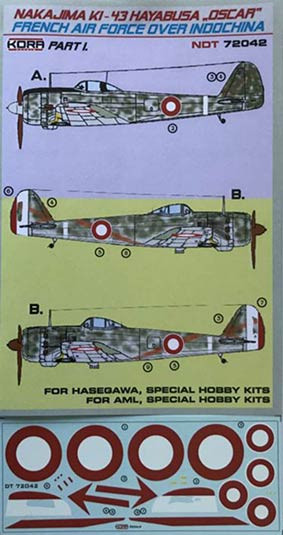 Kora Model NDT72042 Ki-43 Oscar French AF - Indochina Pt.1 декали декали 1/72
