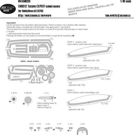 New Ware NWA-M0320 1/48 Mask EMB312 Tucano EXPERT (HOBBY 81763)