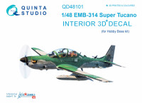 Quinta studio QD48101 EMB-314 Super Tucano (для модели HobbyBoss) 3D Декаль интерьера кабины 1/48