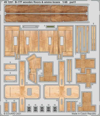 Eduard 491201 SET B-17F wooden floors &amp; ammo boxes (HKM) 1/48