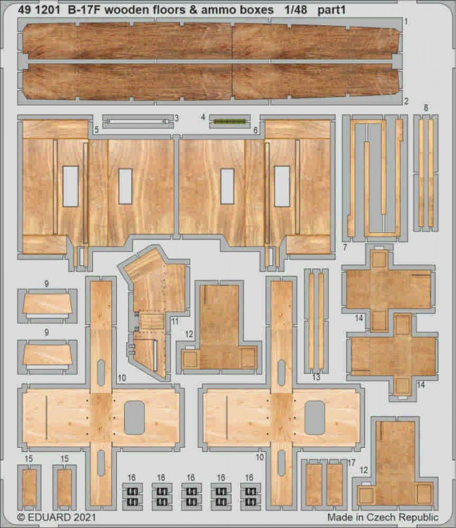 Eduard 491201 SET B-17F wooden floors & ammo boxes (HKM) 1/48