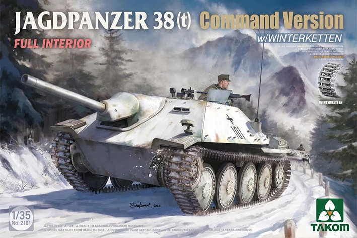 Takom 2181 Немецкая ПТ САУ JAGDPANZER 38(t) командирский (зимние траки) 1/35