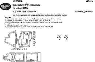 New Ware NWA-M0865 Mask Su-33 Flanker-D BASIC (MINIBASE 8001) 1/48