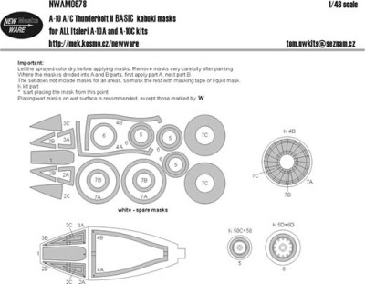 New Ware NWA-M0678 1/48 Mask A-10 A/C Thunderbolt II BASIC (ITALERI)