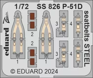 Eduard SS826 P-51D seatbelts STEEL (EDU) 1/72