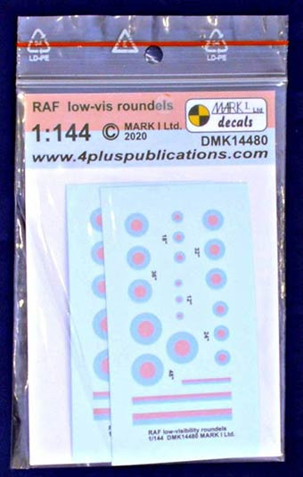 4+ Publications DMK-14480 1/144 Decals RAF low-visibility roundels (2 sets)