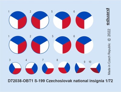 Eduard D72038 Decals S-199 Czechoslovak nat.insignia (EDU) 1/72