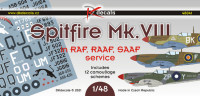 Dk Decals 48041 Spitfire Mk.VIII in RAF,RAAF,SAAF (12x camo) 1/48