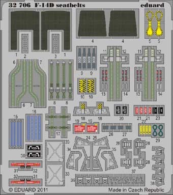 Eduard 32706 1/32 Фототравление привязные ремни F-14D seatbelts