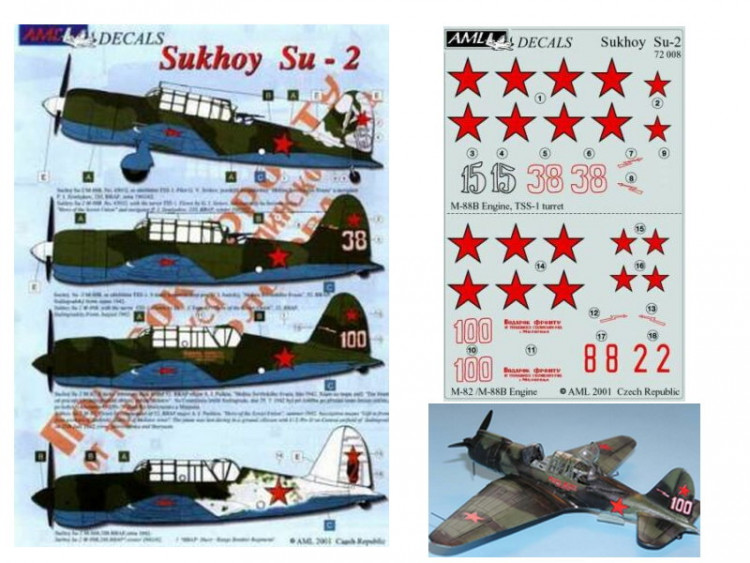 AML AMLD72008 Декали Sukhoi Su-2 1/72