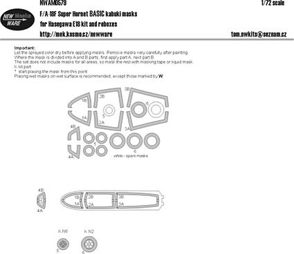 New Ware NWA-M0579 1/72 Mask F/A-18F Super Hornet BASIC (HAS E18)