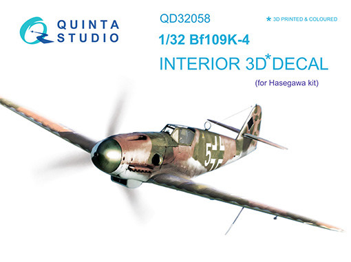 Quinta Studio QD32058 Bf 109K-4 (для модели Hasegawa) 3D Декаль интерьера кабины 1/32