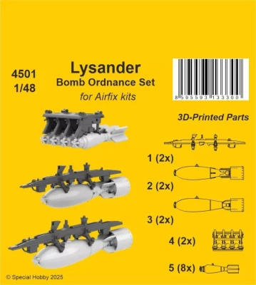 CMK SP4501 Lysander Bomb Ordnance Set (AIRFIX) 1/48