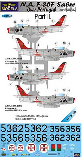 Lf Model C48202 Decals F-86F Sabre over Portugal (HAS) Part 2 1/48