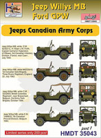 Hm Decals HMDT35043 1/35 Decals J.Willys MB/Ford GPW Can.Army Corps 1
