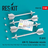 Reskit RS48-0236 AIM-9L Sidewinder missile (4 pcs.) 1/48