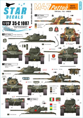 Star Decals 35-C1087 M47 Patton # 3. NATO South. Portugal, Italy and Greece 1/35