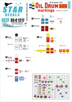Star Decals 35-C1217 Oil Drum markings Commercial 55 gallon / 200 litres oil drums. WW2 and Cold War era. Logotypes and small stencils 1/35