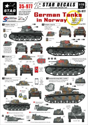 Star Decals STAR35977 German Tanks in Norway Pz.Abt. z.b.V. 40 in Norway 1940 Pz.Kpfw.I Ausf.A, Pz.Kpfw.I Ausf.B, Pz.Kpfw.II Ausf.C Neubaufahrzeug Nbfz 1/35