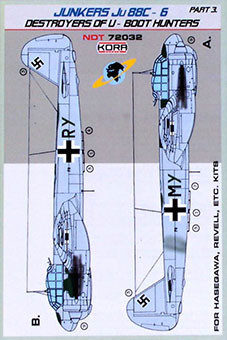 Kora Model NDT72032 Ju88C-6 Destroyer of U-Boot hunt. Pt.3 декали декали 1/72