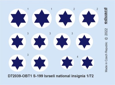 Eduard D72039 Decals S-199 Israeli national insignia (EDU) 1/72