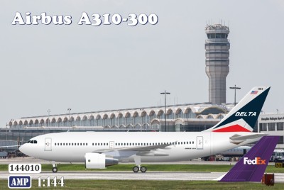AMP 144009 Airbus A310-300 Pratt &amp; Whitney Delta Air Lines &amp; Fed Ex 1/144