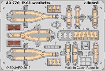 Eduard 32770 1/32 Фототравление привязные ремни P-61 seatbelts
