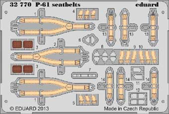 Eduard 32770 1/32 Фототравление привязные ремни P-61 seatbelts