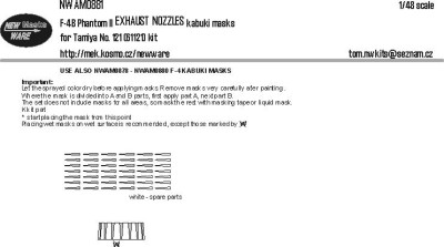 New Ware NWA-M0881 Mask F-4B Phantom II EXH.NOZZLES (TAM 61121) 1/48